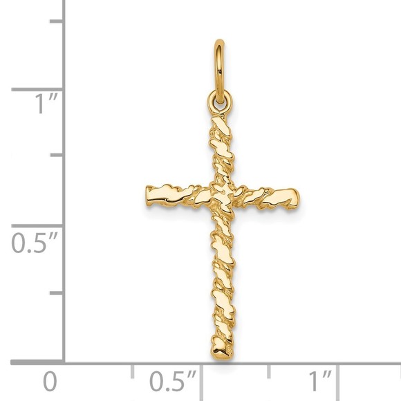 10k Yellow Gold Authentic Fine Jewelry Men's Nugget Cross Charm